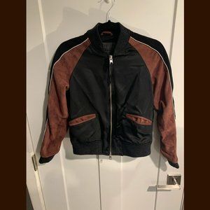 Satin & Goat Leather AllSaints Atley Bomber Jacket